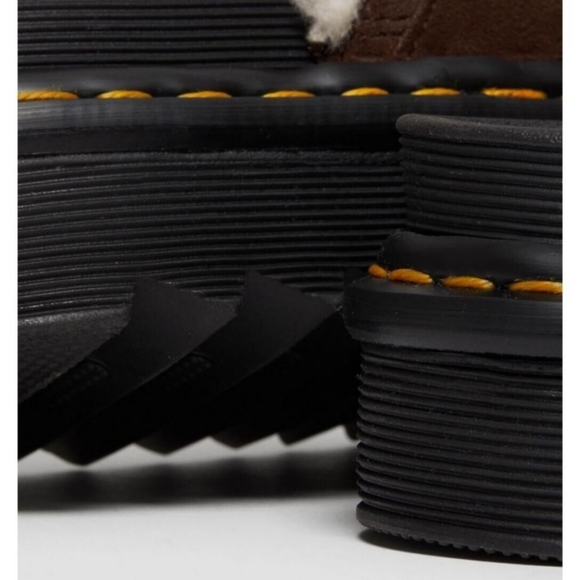 Dr. Martens Myles Suede Fur- Lined Buckle Slide Sandals - Picture 4 of 8